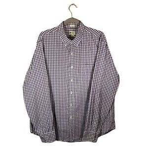 J. CREW 100% Cotton Purple White Dress Shirt Plaid Size XL